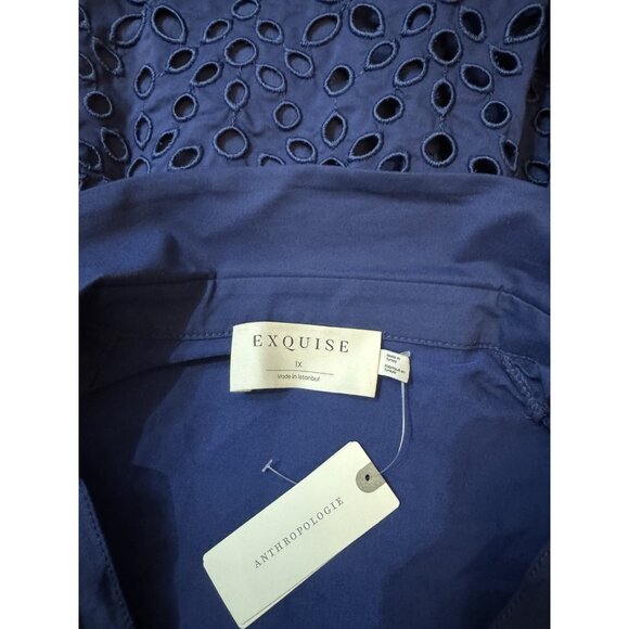 NWT Size 1X - The Tobie Eyelet Pleated Mini Shirt Dress by Exquise (NWT US 228) - Picture 16 of 16